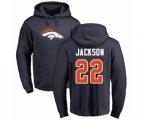 Denver Broncos #22 Kareem Jackson Navy Blue Name & Number Logo Pullover Hoodie
