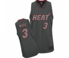 Miami Heat #3 Dwyane Wade Authentic Grey Graystone Fashion Basketball Jersey