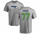Seattle Seahawks #77 Ethan Pocic Ash Name & Number Logo T-Shirt