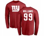 New York Giants #99 Leonard Williams Red Name & Number Logo Long Sleeve T-Shirt