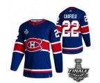 Montreal Canadiens #22 Cole Caufield Blue Road Authentic 2021 NHL Stanley Cup Final Patch Jersey
