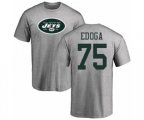 New York Jets #75 Chuma Edoga Ash Name & Number Logo T-Shirt