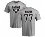 Oakland Raiders #77 Trent Brown Ash Name & Number Logo T-Shirt