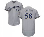 Milwaukee Brewers #58 Alex Claudio Grey Road Flex Base Authentic Collection Baseball Jersey