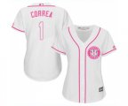 Women's Houston Astros #1 Carlos Correa Authentic White Fashion Cool Base Baseball Jersey
