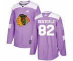 Chicago Blackhawks #82 Jordan Oesterle Authentic Purple Fights Cancer Practice NHL Jersey