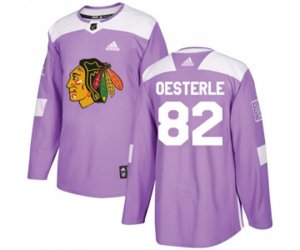 Chicago Blackhawks #82 Jordan Oesterle Authentic Purple Fights Cancer Practice NHL Jersey