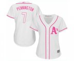 Women's Oakland Athletics #7 Cliff Pennington Replica White Fashion Cool Base Baseball Jersey