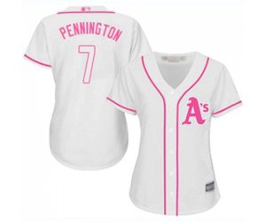 Women\'s Oakland Athletics #7 Cliff Pennington Replica White Fashion Cool Base Baseball Jersey