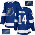 Tampa Bay Lightning #14 Chris Kunitz Authentic Royal Blue Fashion Gold NHL Jersey