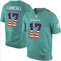 Miami Dolphins #17 Ryan Tannehill Elite Aqua Green Home USA Flag Fashion NFL Jersey