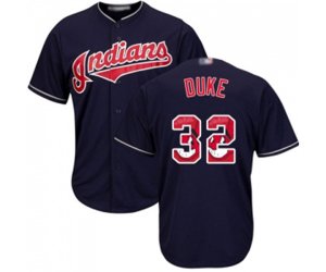 Cleveland Indians #32 Zach Duke Authentic Navy Blue Team Logo Fashion Cool Base Baseball Jersey