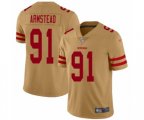 San Francisco 49ers #91 Arik Armstead Limited Gold Inverted Legend Football Jersey