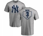 New York Yankees #3 Babe Ruth Replica Navy Grey Alternate Baseball T-Shirt