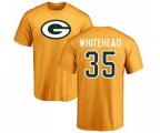 Green Bay Packers #35 Jermaine Whitehead Gold Name & Number Logo T-Shirt