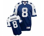 Dallas Cowboys #8 Troy Aikman Authentic Navy Blue Thanksgiving Throwback Football Jersey