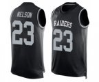 Oakland Raiders #23 Nick Nelson Limited Black Player Name & Number Tank Top Football Jersey