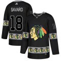 Chicago Blackhawks #18 Denis Savard Authentic Black Team Logo Fashion NHL Jersey