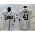 New Orleans Saints #41 Alvin Kamara White Stitched MLB Cool Base Nike Baseball Jersey