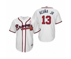 Ronald Acuna Jr. Atlanta Braves #13 White 2019 Mother\'s Day Cool Base Jersey