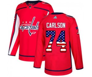 Washington Capitals #74 John Carlson Authentic Red USA Flag Fashion NHL Jersey