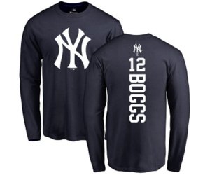 New York Yankees #12 Wade Boggs Replica Navy Blue Alternate Baseball T-Shirt