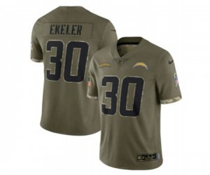 Los Angeles Chargers #30 Austin Ekeler 2022 Olive Salute To Service Limited Stitched Jersey
