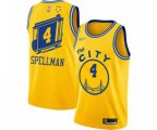 Golden State Warriors #4 Omari Spellman Authentic Gold Hardwood Classics Basketball Jersey - The City Classic Edition