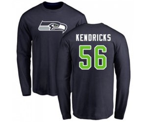 Seattle Seahawks #56 Mychal Kendricks Navy Blue Name & Number Logo Long Sleeve T-Shirt