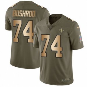 New Orleans Saints #74 Jermon Bushrod Limited Olive Gold 2017 Salute to Service NFL Jersey