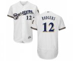 Milwaukee Brewers #12 Aaron Rodgers White Alternate Flex Base Authentic Collection Baseball Jersey