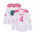 Women Vancouver Canucks #4 Jordie Benn Authentic White Pink Fashion Hockey Jersey