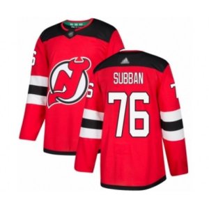 New Jersey Devils #76 P. K. Subban Authentic Red Home Hockey Jersey
