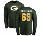 Green Bay Packers #69 David Bakhtiari Green Name & Number Logo Long Sleeve T-Shirt
