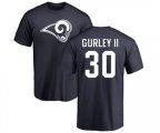 Los Angeles Rams #30 Todd Gurley Navy Blue Name & Number Logo T-Shirt
