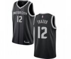 Detroit Pistons #12 Tim Frazier Authentic Black Basketball Jersey - City Edition