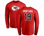 Kansas City Chiefs #19 Joe Montana Red Name & Number Logo Long Sleeve T-Shirt