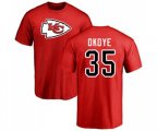 Kansas City Chiefs #35 Christian Okoye Red Name & Number Logo T-Shirt
