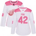Women's Detroit Red Wings #42 Martin Frk Authentic White Pink Fashion NHL Jersey