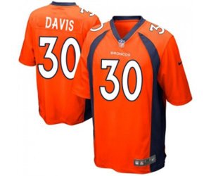 Denver Broncos #30 Terrell Davis Game Orange Team Color Football Jersey