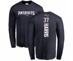 New England Patriots #37 Damien Harris Navy Blue Backer Long Sleeve T-Shirt