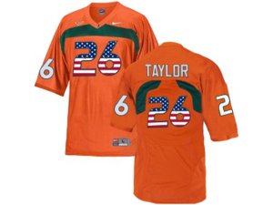 2016 US Flag Fashion Men\'s Miami Hurricanes Sean Taylor #26 College Football Jersey - Orange
