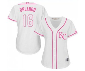 Women\'s Kansas City Royals #16 Paulo Orlando Replica White Fashion Cool Base Baseball Jersey