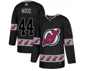 New Jersey Devils #44 Miles Wood Authentic Black Team Logo Fashion Hockey Jersey