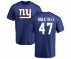 New York Giants #47 Alec Ogletree Royal Blue Name & Number Logo T-Shirt