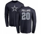 Dallas Cowboys #20 Tony Pollard Navy Blue Name & Number Logo Long Sleeve T-Shirt