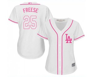 Women\'s Los Angeles Dodgers #25 David Freese Authentic White Fashion Cool Base Baseball Jersey