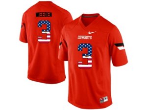 2016 US Flag Fashion Men\'s Oklahoma State Cowboys Brandon Weeden #3 Pro Combat College Football Jersey - Orange