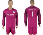 2017-18 Manchester City 1 C.BRAVO Away Long Sleeve Soccer Jersey