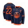 Edmonton Oilers #22 Jean-Francois Jacques Authentic Navy Blue Alternate Fanatics Branded Breakaway Hockey Jersey